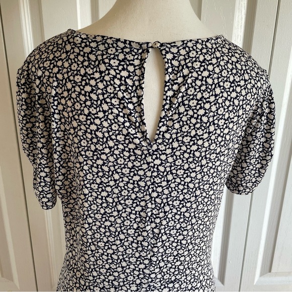 Lark & Ro Floral Liquid Knit Dress Women’s 12 Navy White Slinky Fit & Flare EUC - Picture 8 of 13